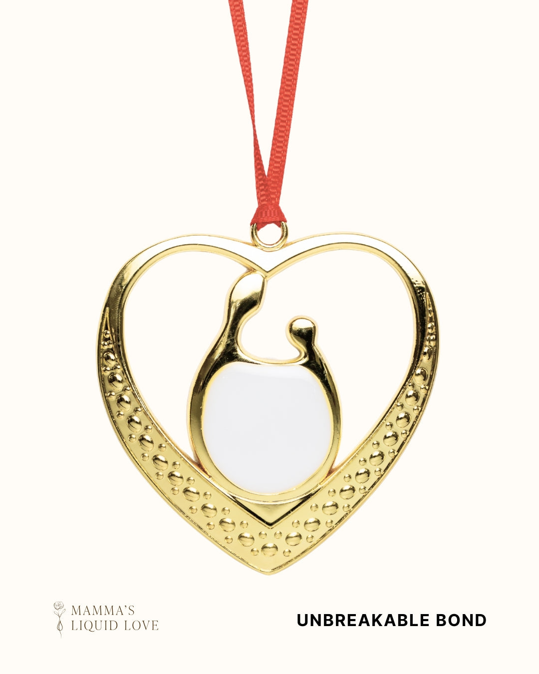 Unbreakable Bond Breastmilk Keepsake Ornament by Mamma’s Liquid Love with a mother-and-child heart design.