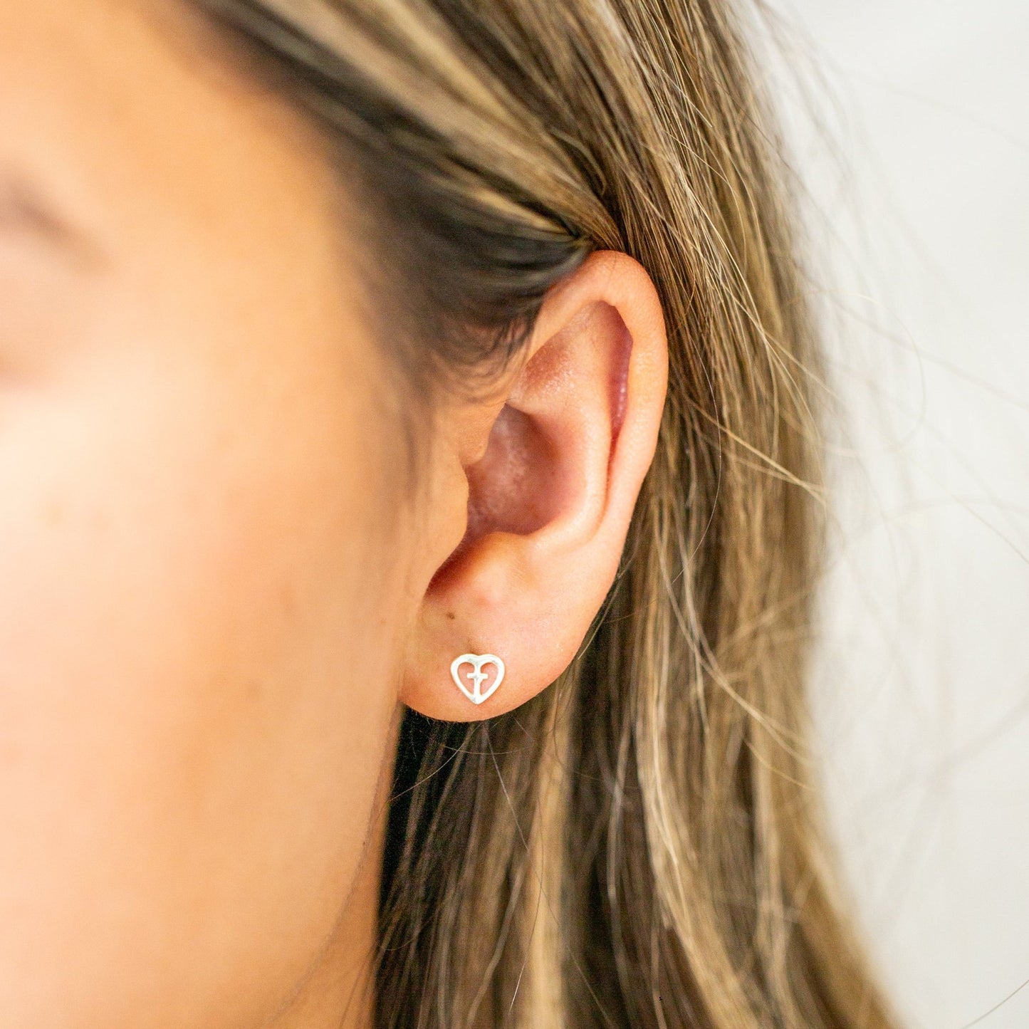 Heart and Cross Stud Earrings - Mamma's Liquid Love