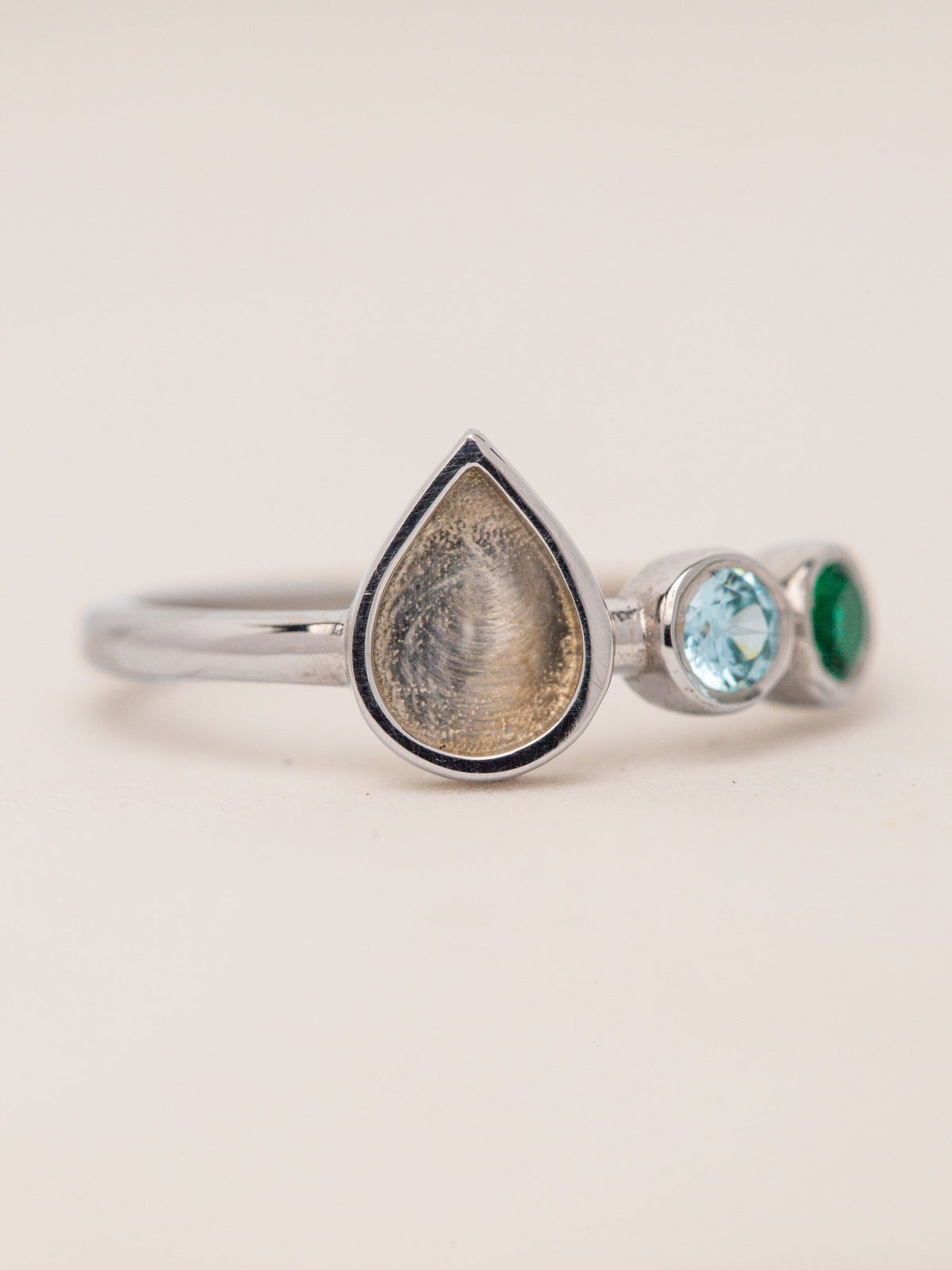 Liquid Gold Drop Ring with Birthstones MTM_Breastmilk_Jewelry_Keepsakes- Mamma's Liquid Love