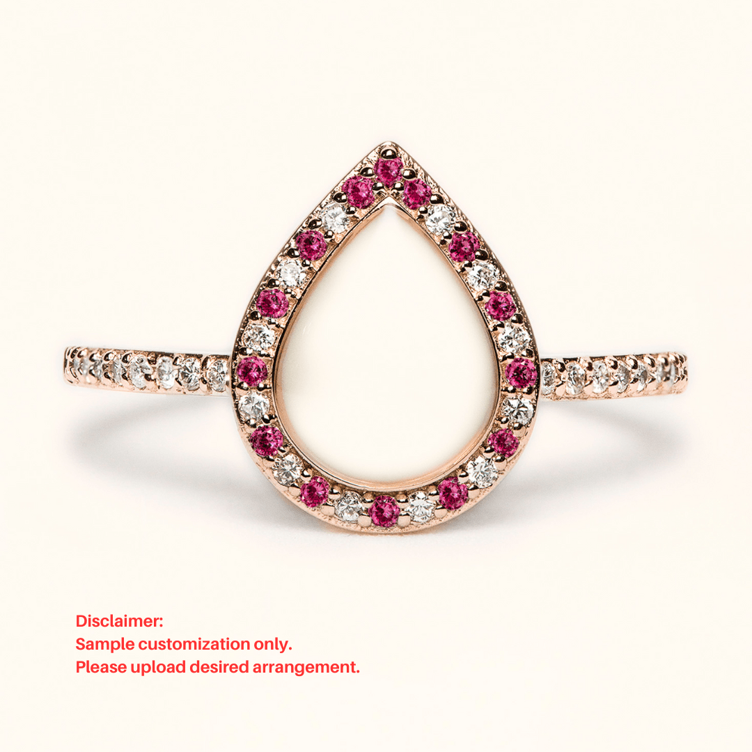 Love Drop Breastmilk Ring with Side Stones - Mamma's Liquid Love