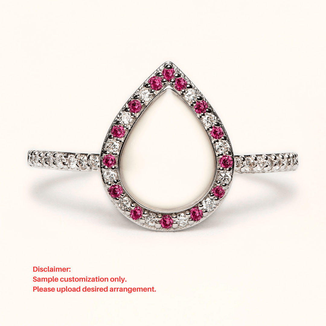 Love Drop Breastmilk Ring with Side Stones - Mamma's Liquid Love