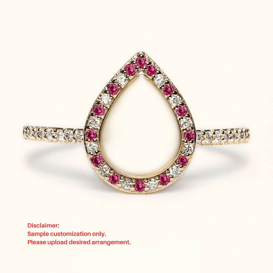 Love Drop Breastmilk Ring with Side Stones - Mamma's Liquid Love