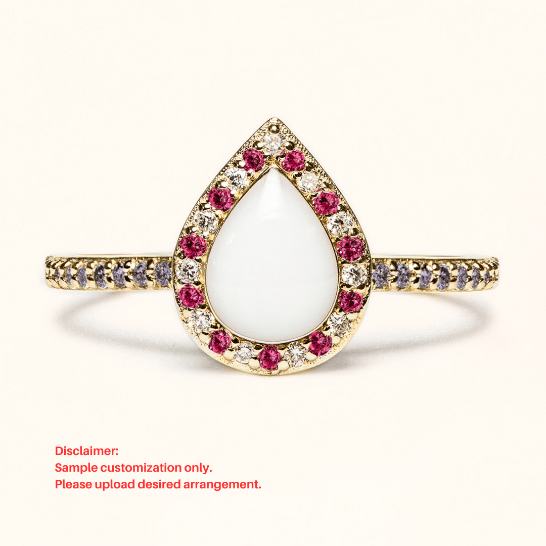 Love Drop Breastmilk Ring with Side Stones - Mamma's Liquid Love