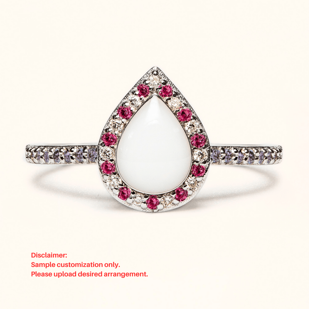 Love Drop Breastmilk Ring with Side Stones - Mamma's Liquid Love