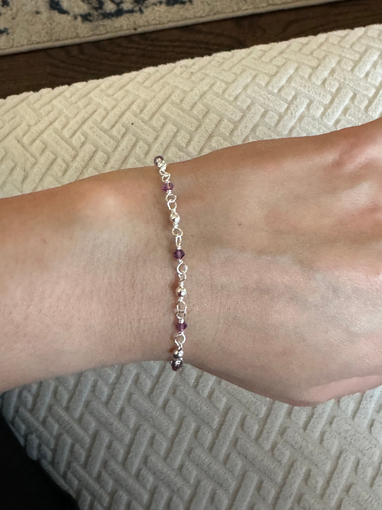 10. Silver bracelet with beads 7.5 inches $18 inches