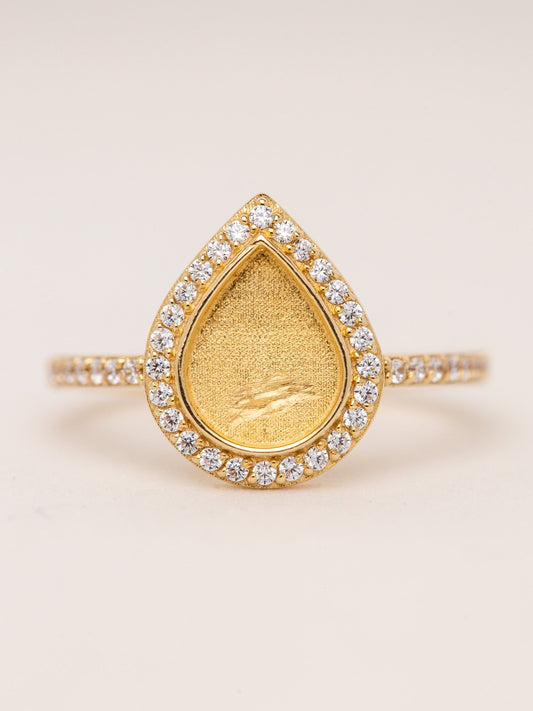 7x9 Love Drop Ring with Side Stones MTM_Breastmilk_Jewelry_Keepsakes- Mamma's Liquid Love