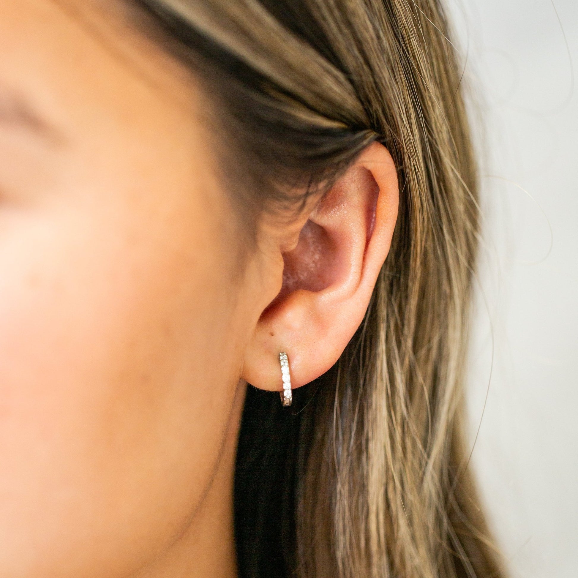 8mm CZ Hoop Earrings - Mamma's Liquid Love