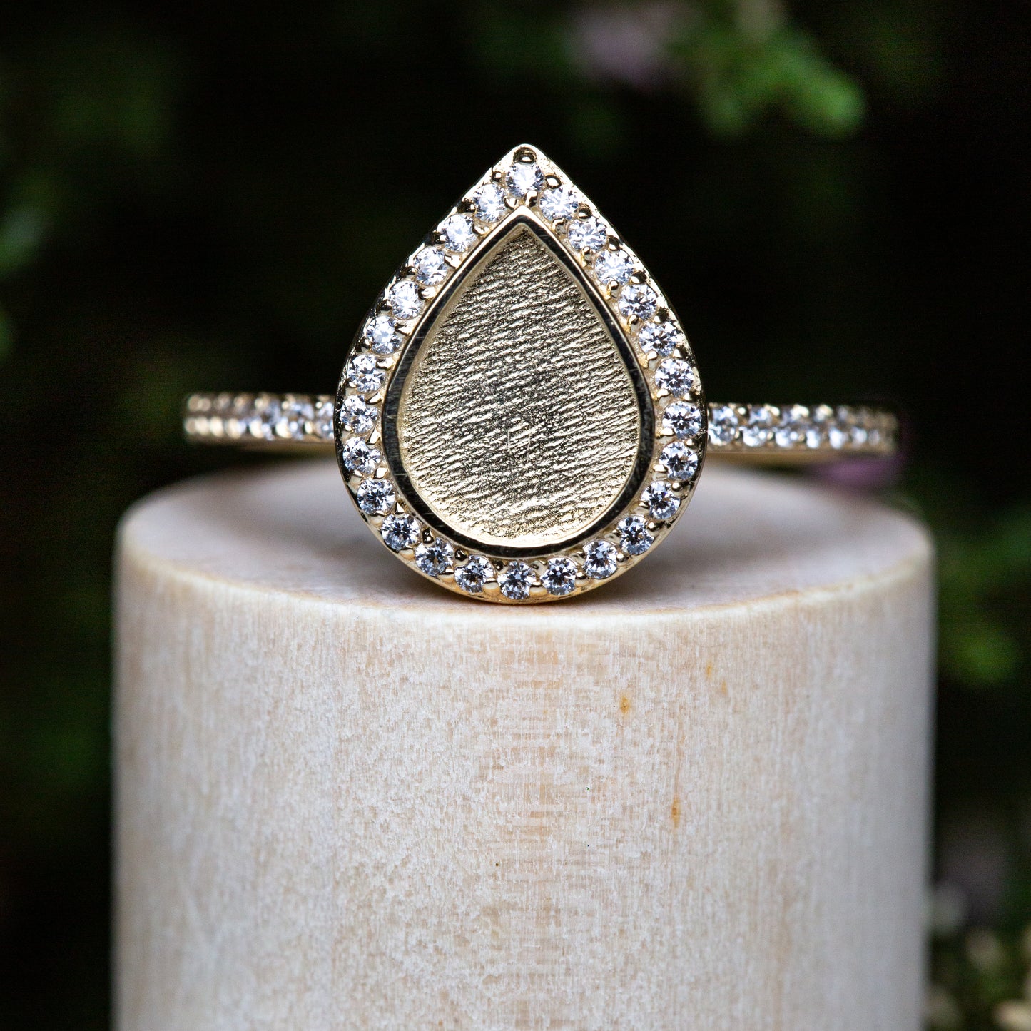 Love Drop Ring with Side Stones OSVB
