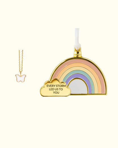 Rainbow Ornament + Petite Butterfly Charm