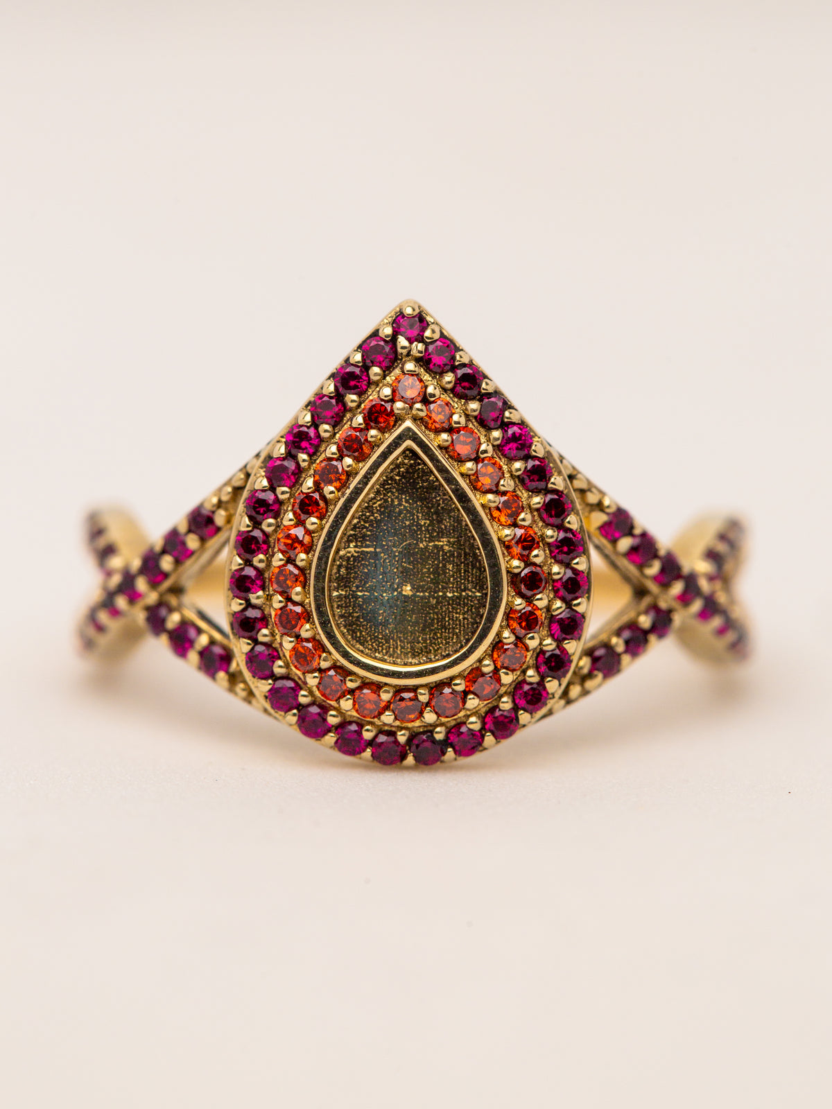 Double Halo Love Drop Ring MTM