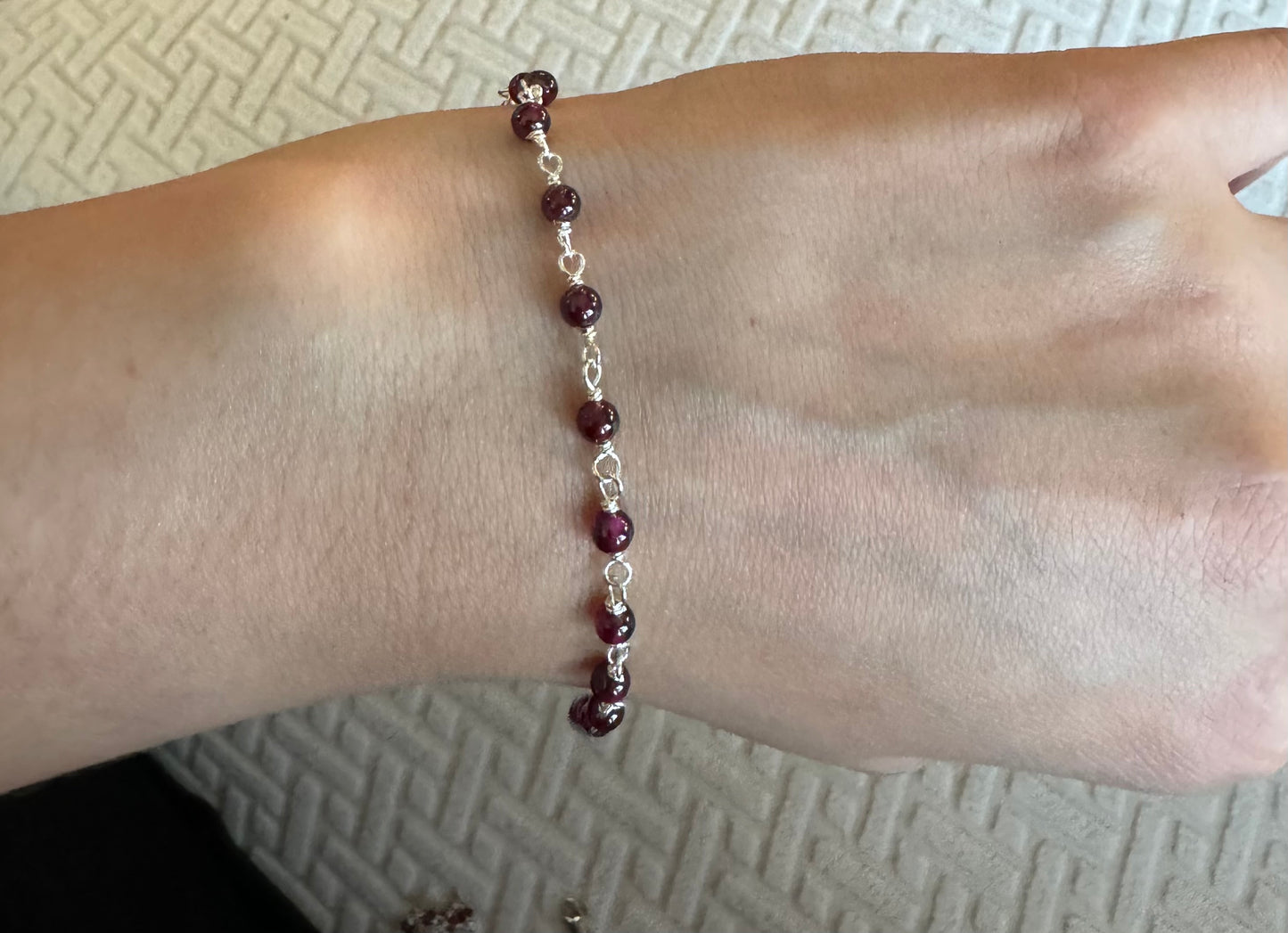 9. Silver bracelet with rounded beads 6.5 inches