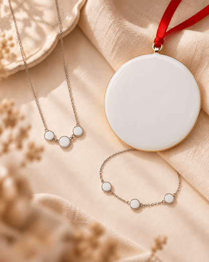 Triple Blessed Necklace and Bracelet + Ornament_Breastmilk_Jewelry_Keepsakes- Mamma's Liquid Love