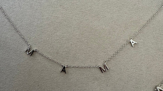 mama necklace adjustable 16-18 inch. Got these custom made 

Solid sterling silver $30