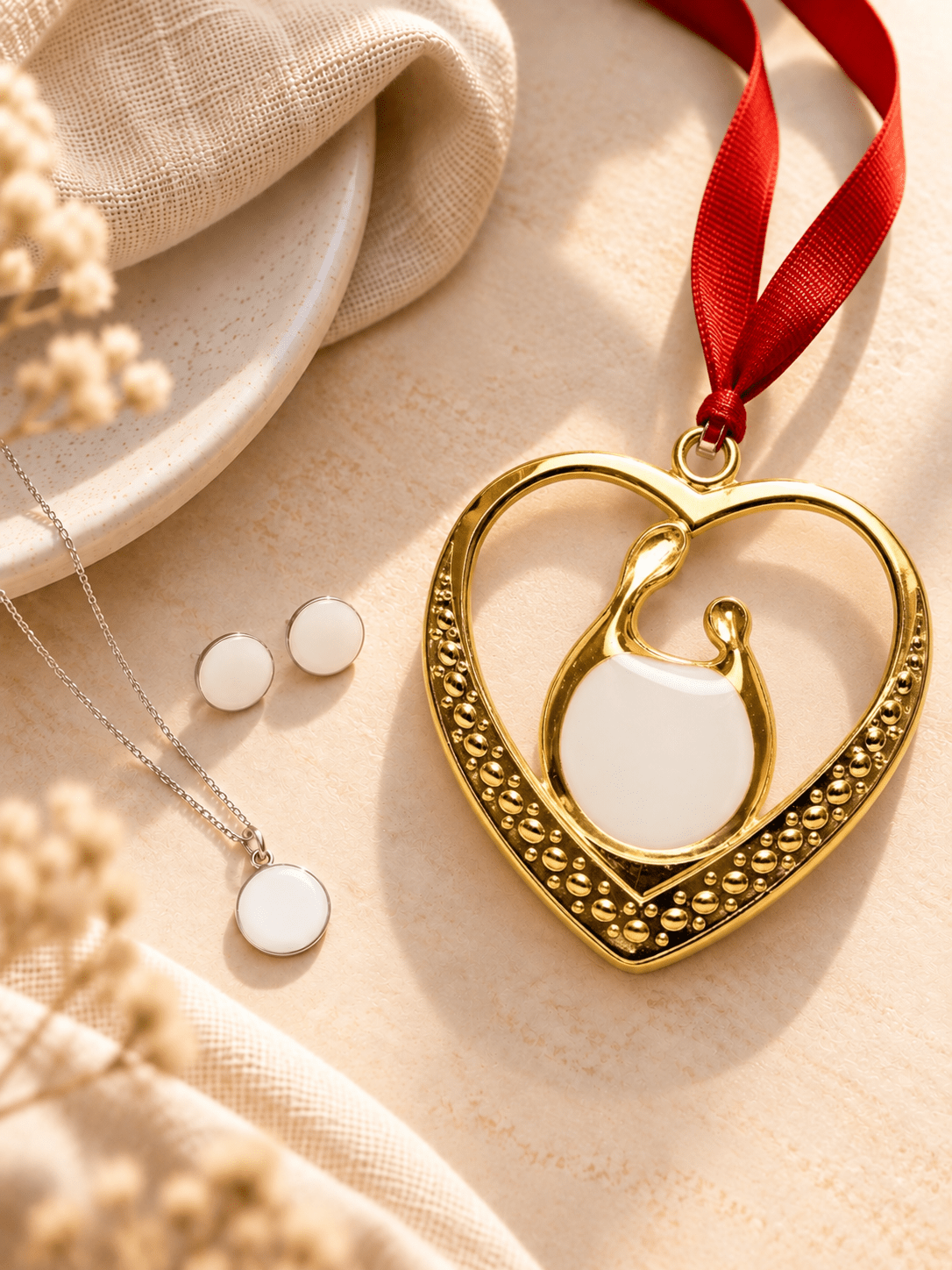 Full Moon Pendant and Earrings + Ornament_Breastmilk_Jewelry_Keepsakes- Mamma's Liquid Love