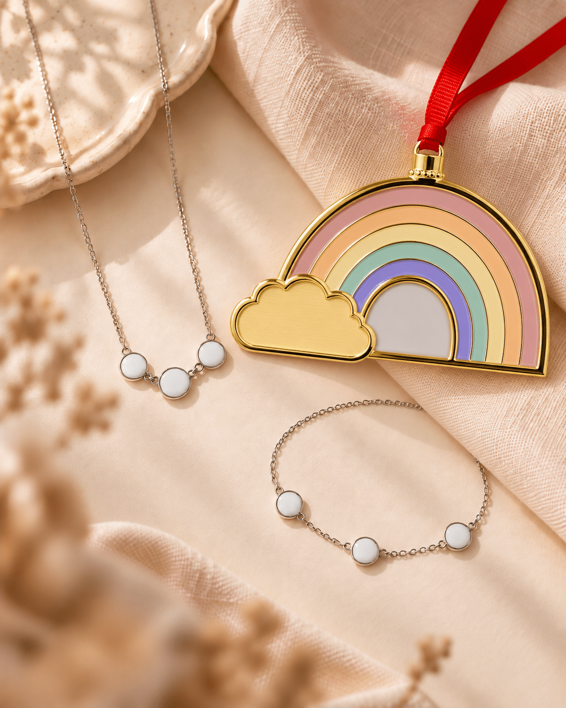 Triple Blessed Necklace and Bracelet + Ornament_Breastmilk_Jewelry_Keepsakes- Mamma's Liquid Love