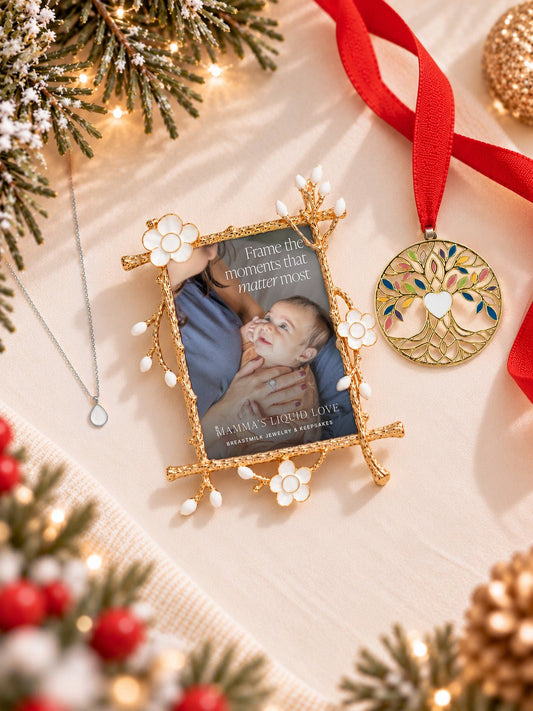 Petite Liquid Gold Drop Charm + Keepsake Frame + Ornament_Breastmilk_Jewelry_Keepsakes- Mamma's Liquid Love