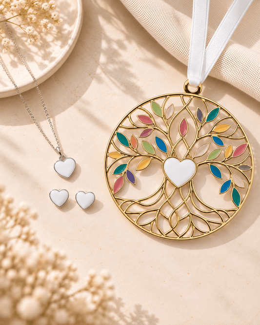 Always in My Heart Pendant and Earrings + Ornament_Breastmilk_Jewelry_Keepsakes- Mamma's Liquid Love