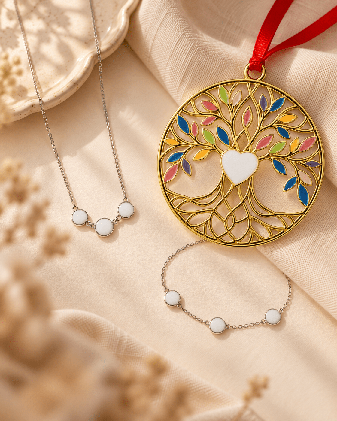 Triple Blessed Necklace and Bracelet + Ornament_Breastmilk_Jewelry_Keepsakes- Mamma's Liquid Love