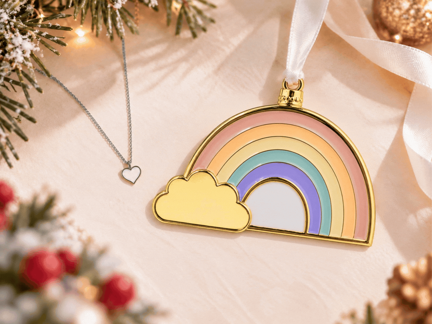 Rainbow Ornament + Petite Heart Charm