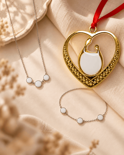 Triple Blessed Necklace and Bracelet + Ornament_Breastmilk_Jewelry_Keepsakes- Mamma's Liquid Love