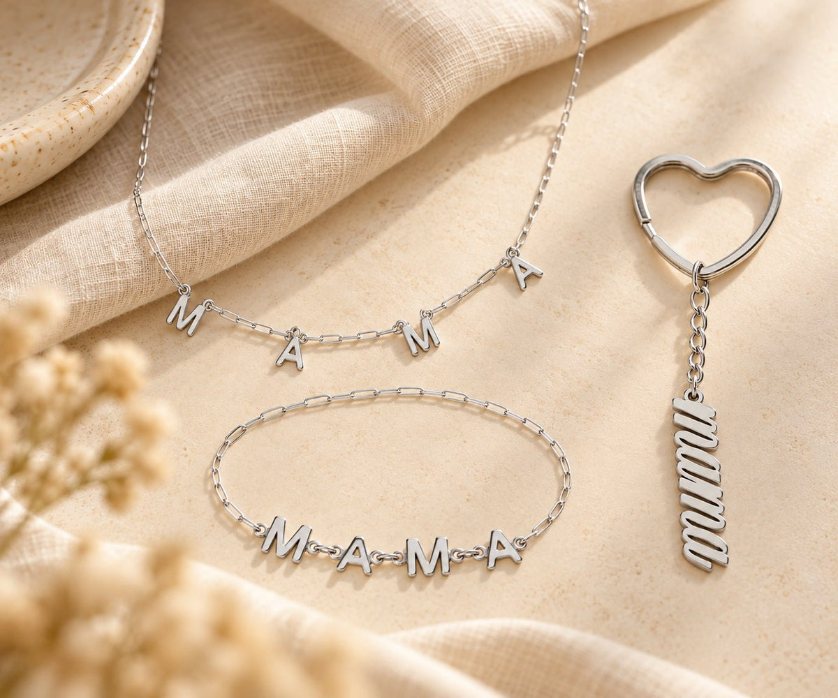 Mama Keychain + Paperclip Mama Necklace + Bracelet_Breastmilk_Jewelry_Keepsakes- Mamma's Liquid Love