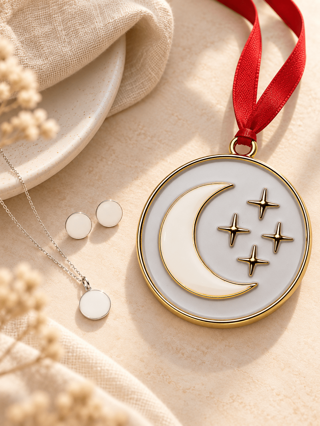 Full Moon Pendant and Earrings + Ornament_Breastmilk_Jewelry_Keepsakes- Mamma's Liquid Love