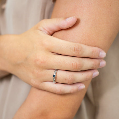 Blue Sapphire Chain Link Ring - Mamma's Liquid Love