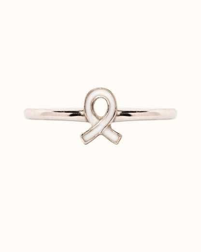 Sterling silver Ribbon of Hope Ring handcrafted to honor breast cancer fighters, survivors, and loved ones