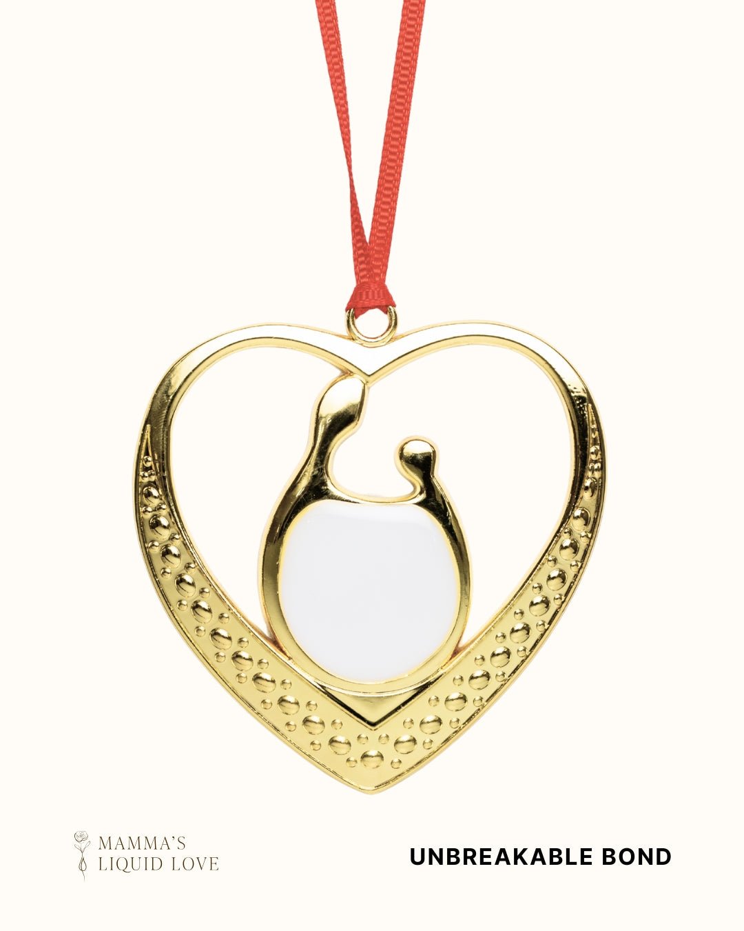 Unbreakable Bond Breastmilk Keepsake Ornament by Mamma’s Liquid Love with a mother-and-child heart design.