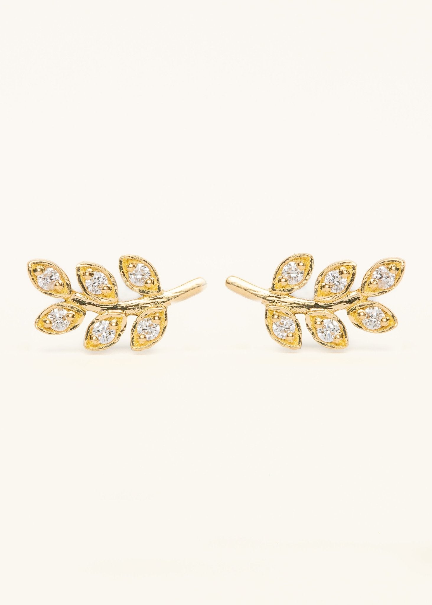 Golden Leaf Diamond Studs - Mamma's Liquid Love
