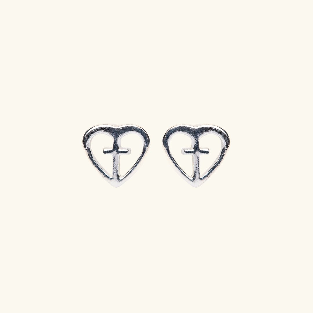 Heart and Cross Stud Earrings - Mamma's Liquid Love