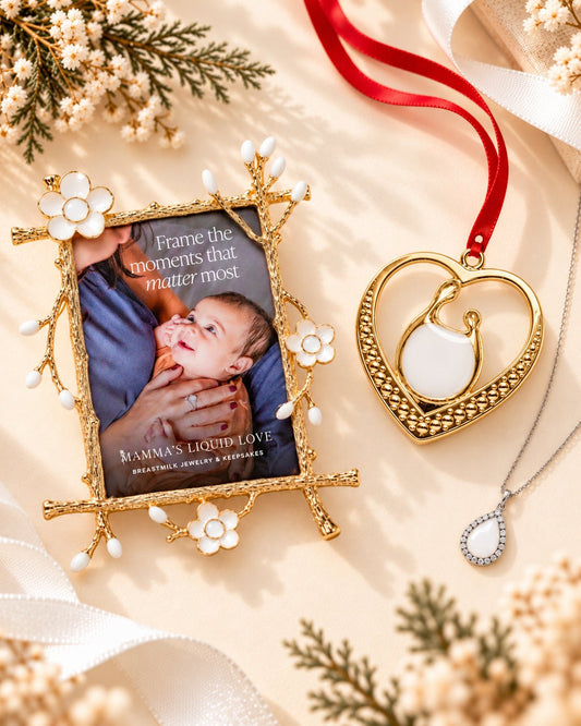 Keepsake Frame + Ornament + Love Drop Pendant_Breastmilk_Jewelry_Keepsakes- Mamma's Liquid Love