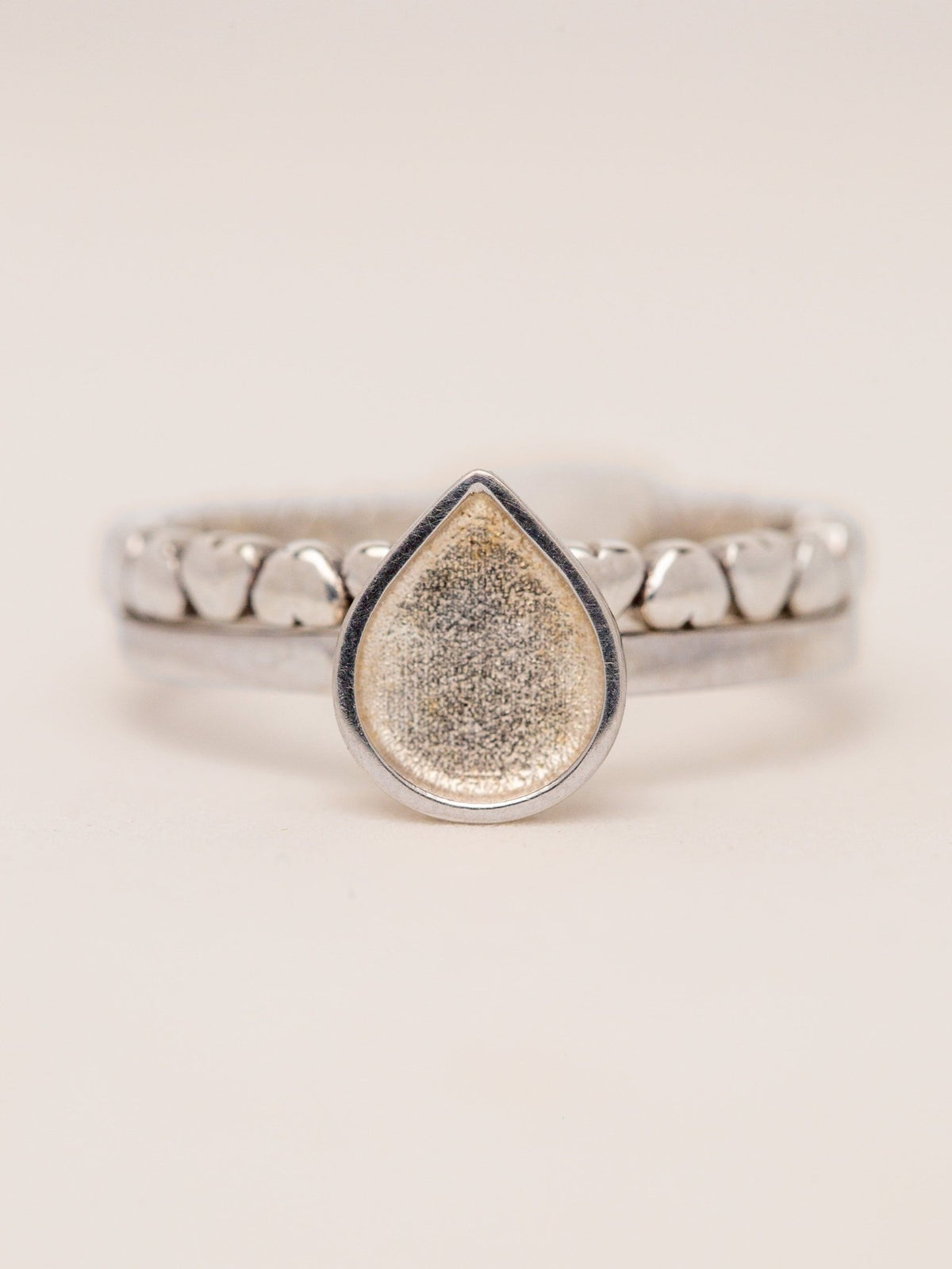 Liquid Gold Drop Ring with Hearts Stacker MTM_Breastmilk_Jewelry_Keepsakes- Mamma's Liquid Love