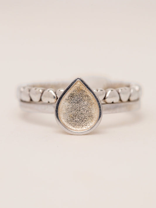 Liquid Gold Drop Ring with Hearts Stacker MTM_Breastmilk_Jewelry_Keepsakes- Mamma's Liquid Love
