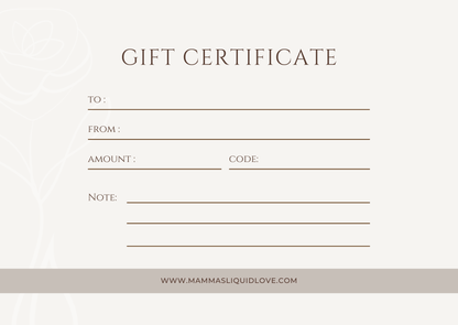 Mamma's Liquid Love Physical Gift Card for Breastmilk Jewelry - Mamma's Liquid Love