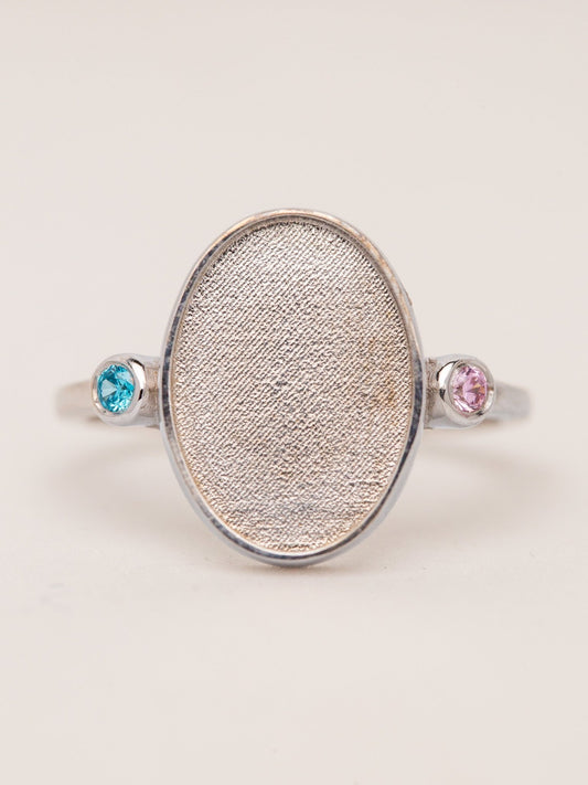 Oval Timeless with Birthstones MTM_Breastmilk_Jewelry_Keepsakes- Mamma's Liquid Love