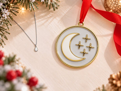 Petite Charm + My Moon & My Stars Ornament_Breastmilk_Jewelry_Keepsakes- Mamma's Liquid Love