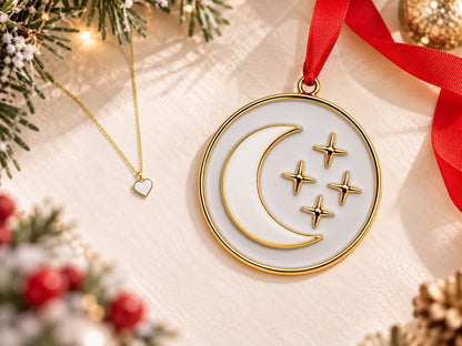Petite Charm + My Moon & My Stars Ornament_Breastmilk_Jewelry_Keepsakes- Mamma's Liquid Love