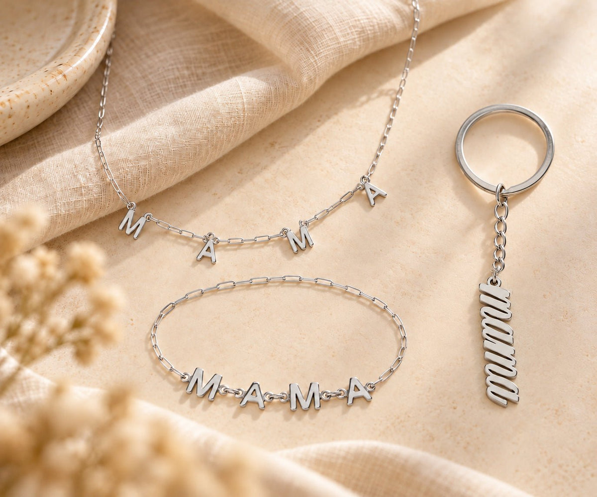 Mama Keychain + Paperclip Mama Necklace + Bracelet_Breastmilk_Jewelry_Keepsakes- Mamma's Liquid Love