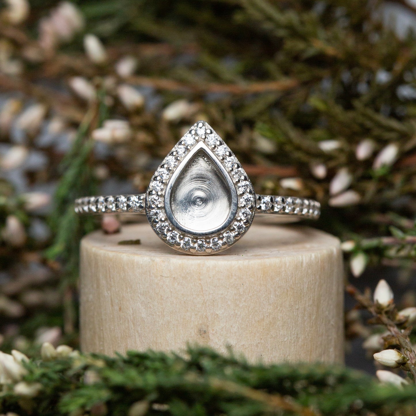Love Drop Ring with Side Stones OS