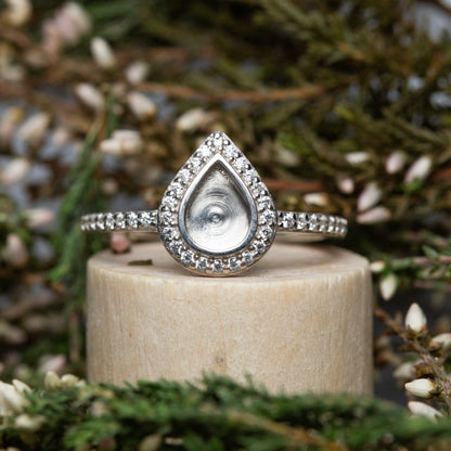 Love Drop Ring with Side Stones OS