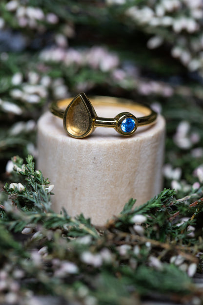 Liquid Gold Drop ring with Birthstones OS