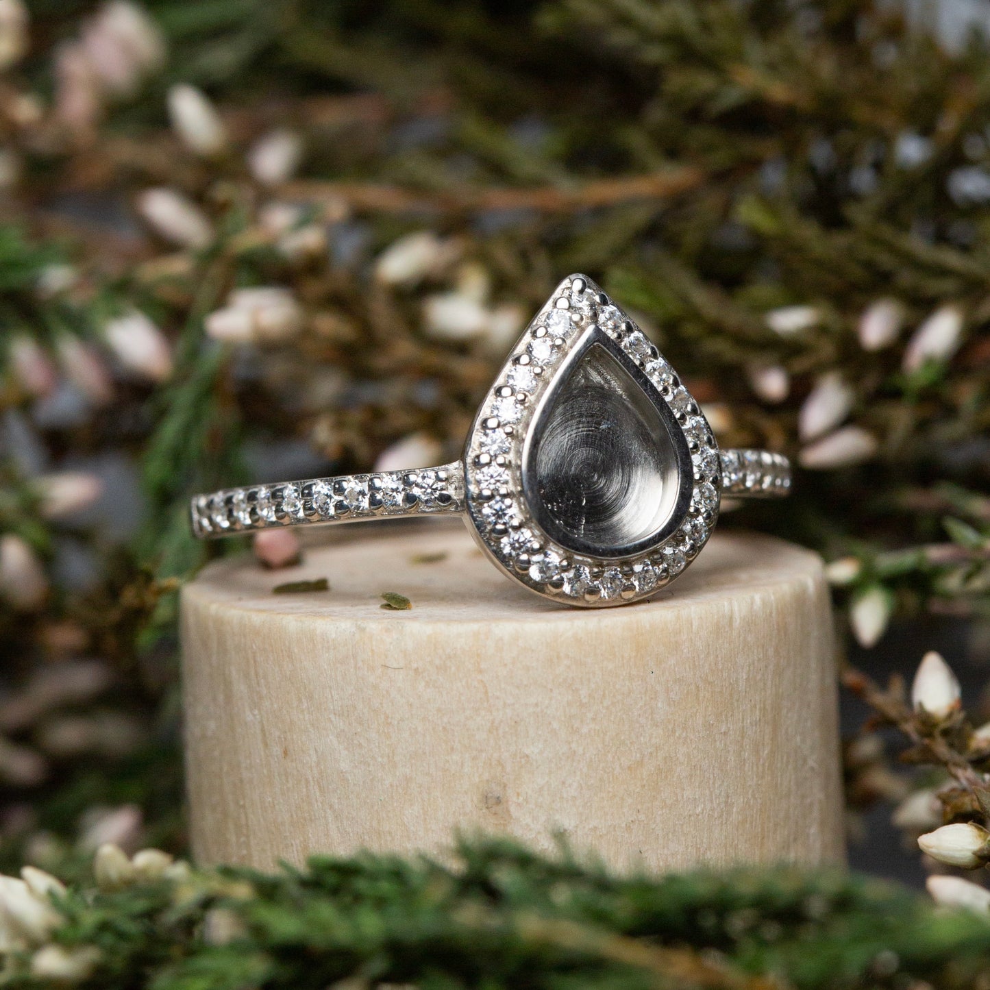 Love Drop Ring with Side Stones OS