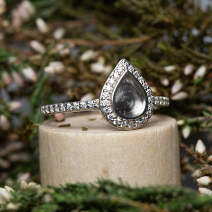 Love Drop Ring with Side Stones OS