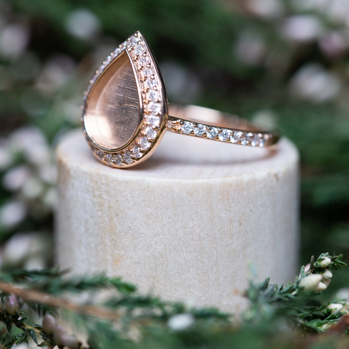 Love Drop Ring with Side Stones OS